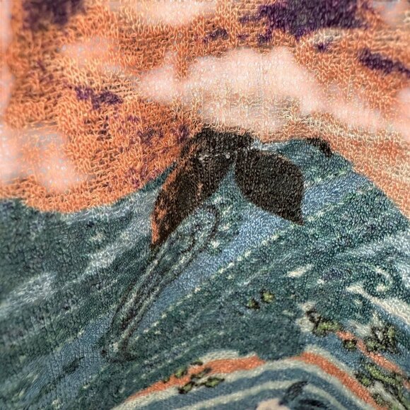 CHICO'S Floral Top Light Cardigan Jacket Size Small (Chicos 0) Blue Lilacs Sheer - Picture 9 of 10